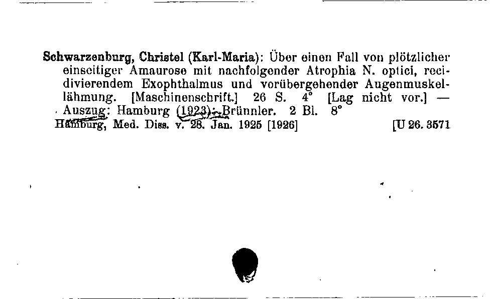 [Katalogkarte Dissertationenkatalog bis 1980]