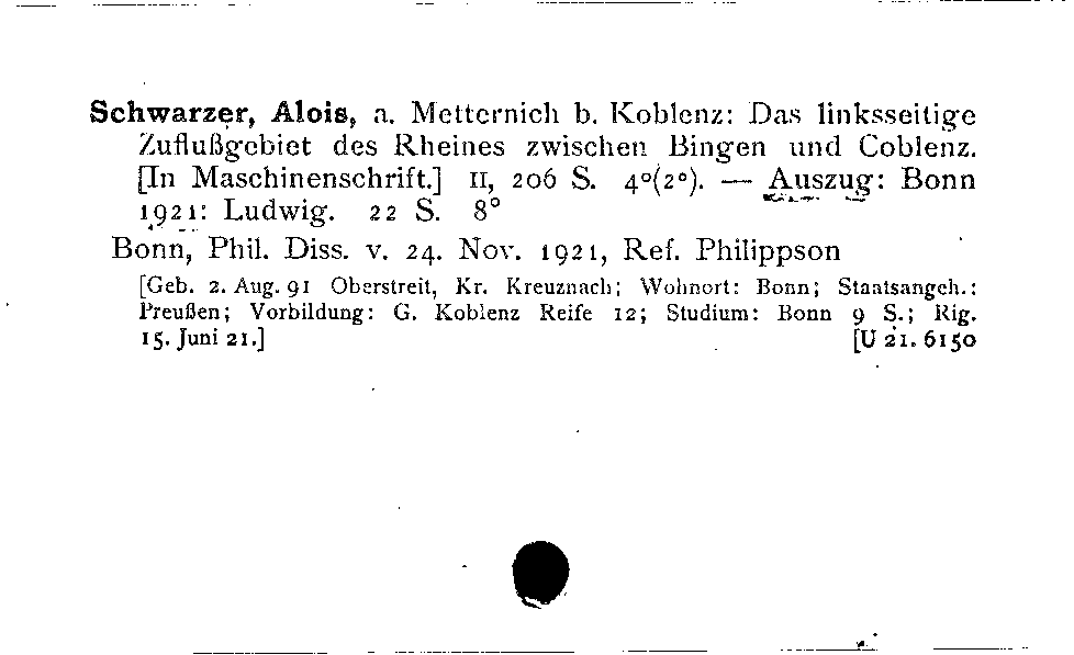 [Katalogkarte Dissertationenkatalog bis 1980]