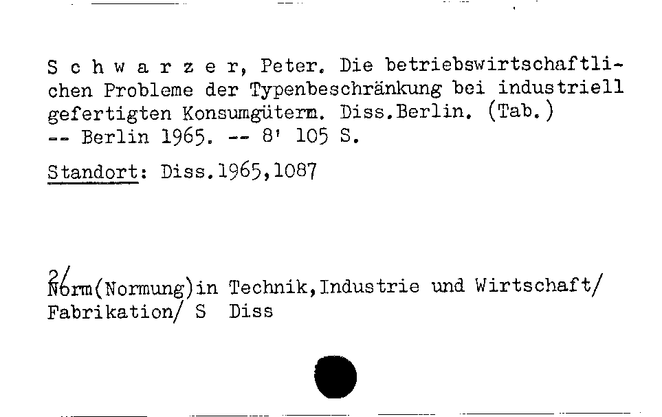 [Katalogkarte Dissertationenkatalog bis 1980]