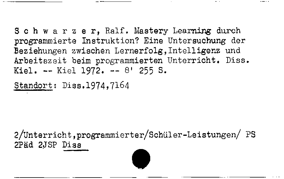 [Katalogkarte Dissertationenkatalog bis 1980]