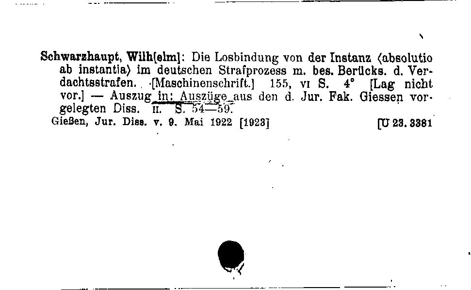 [Katalogkarte Dissertationenkatalog bis 1980]