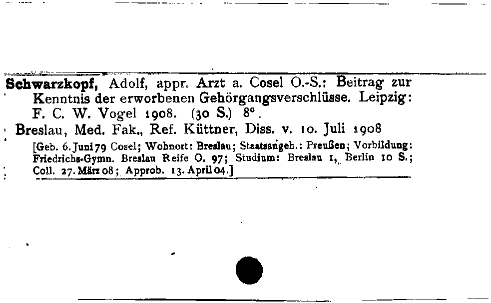 [Katalogkarte Dissertationenkatalog bis 1980]