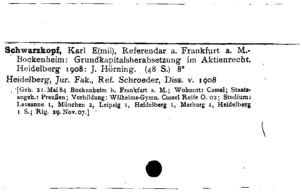 [Katalogkarte Dissertationenkatalog bis 1980]