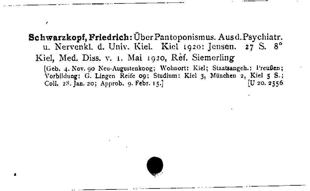 [Katalogkarte Dissertationenkatalog bis 1980]