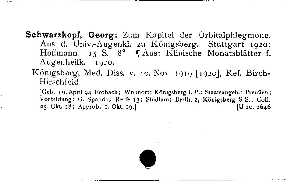 [Katalogkarte Dissertationenkatalog bis 1980]