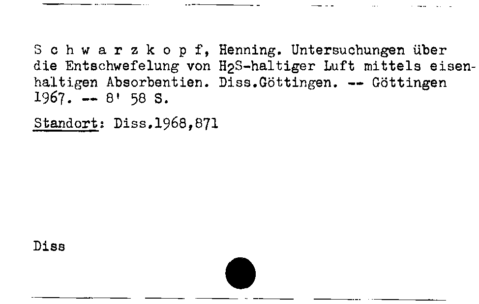 [Katalogkarte Dissertationenkatalog bis 1980]