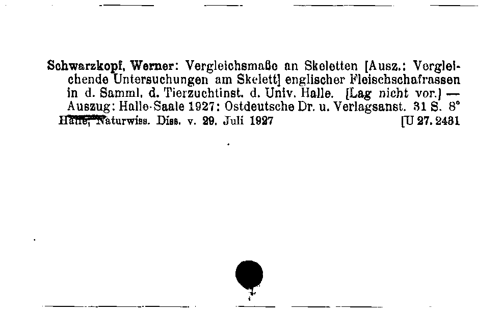 [Katalogkarte Dissertationenkatalog bis 1980]