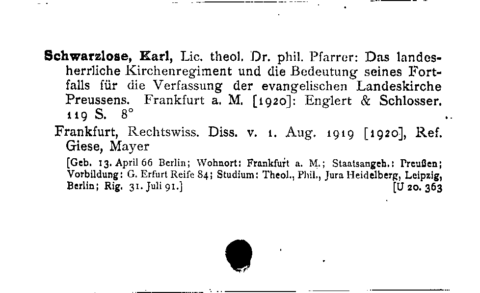 [Katalogkarte Dissertationenkatalog bis 1980]