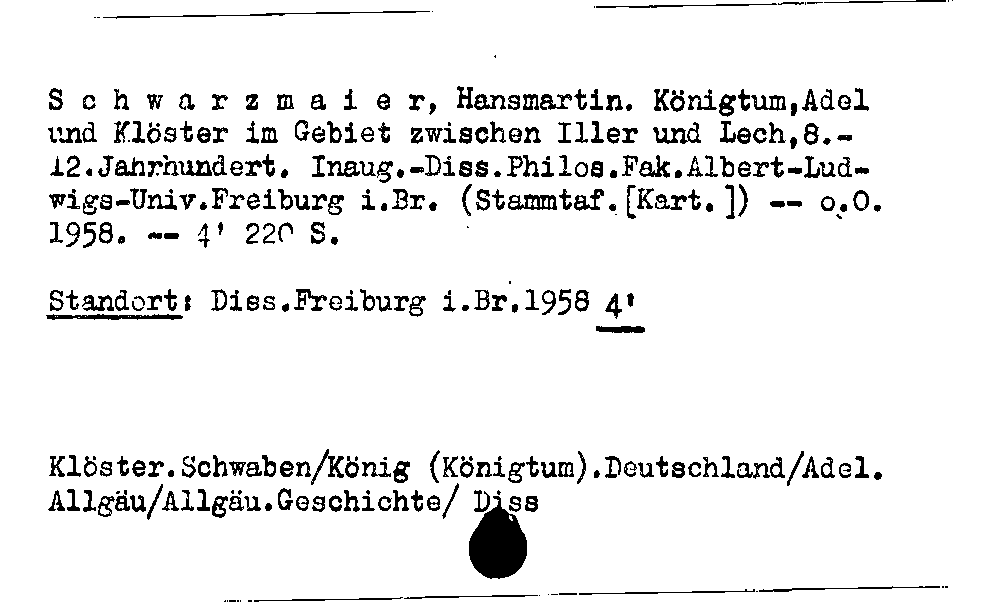 [Katalogkarte Dissertationenkatalog bis 1980]