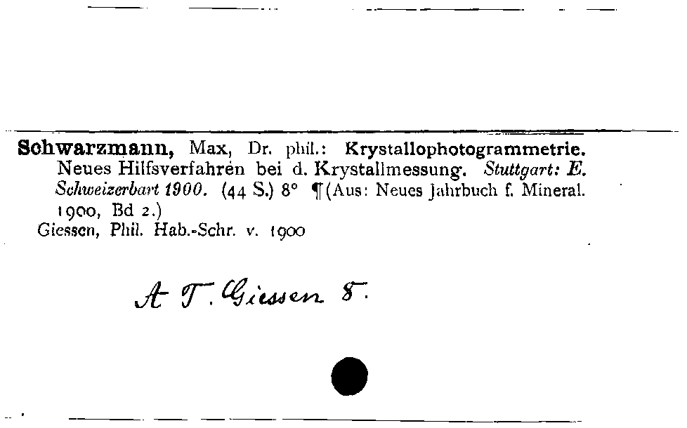 [Katalogkarte Dissertationenkatalog bis 1980]