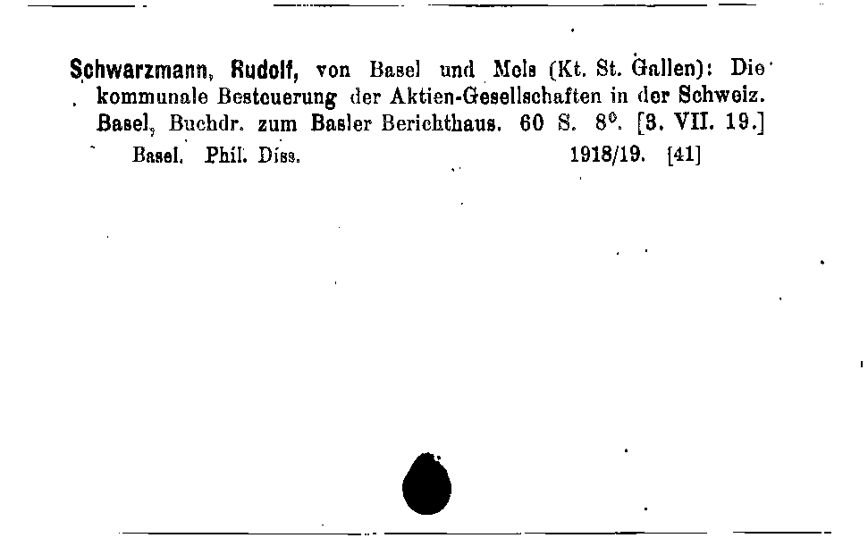 [Katalogkarte Dissertationenkatalog bis 1980]