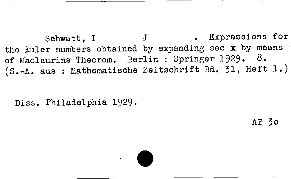 [Katalogkarte Dissertationenkatalog bis 1980]