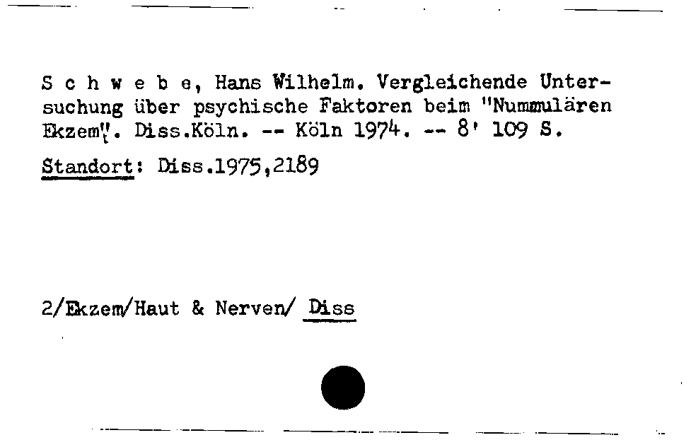 [Katalogkarte Dissertationenkatalog bis 1980]