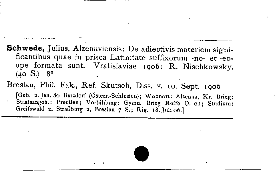 [Katalogkarte Dissertationenkatalog bis 1980]