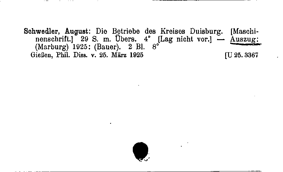 [Katalogkarte Dissertationenkatalog bis 1980]