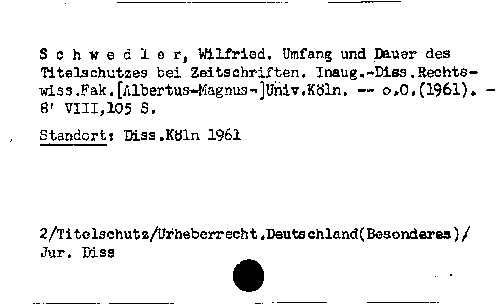 [Katalogkarte Dissertationenkatalog bis 1980]