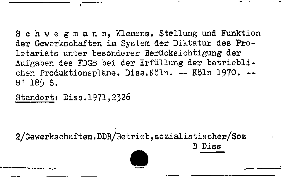 [Katalogkarte Dissertationenkatalog bis 1980]