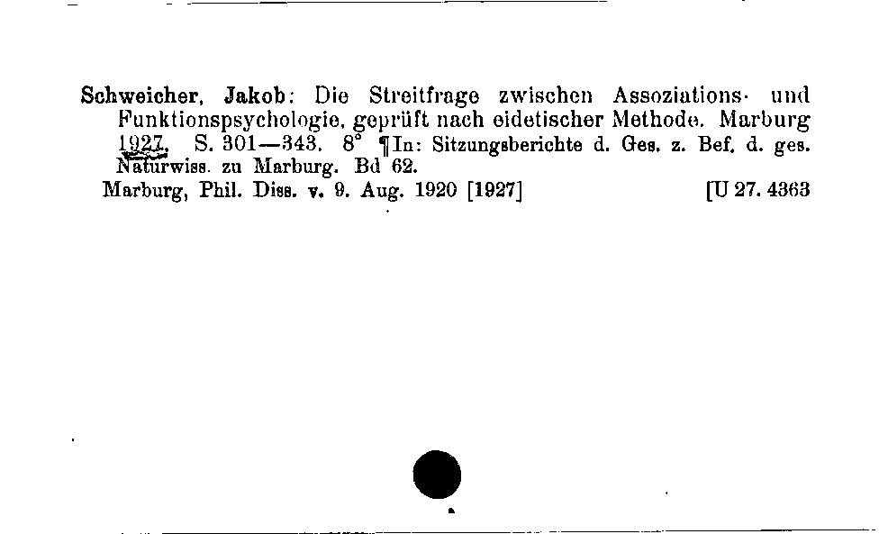 [Katalogkarte Dissertationenkatalog bis 1980]