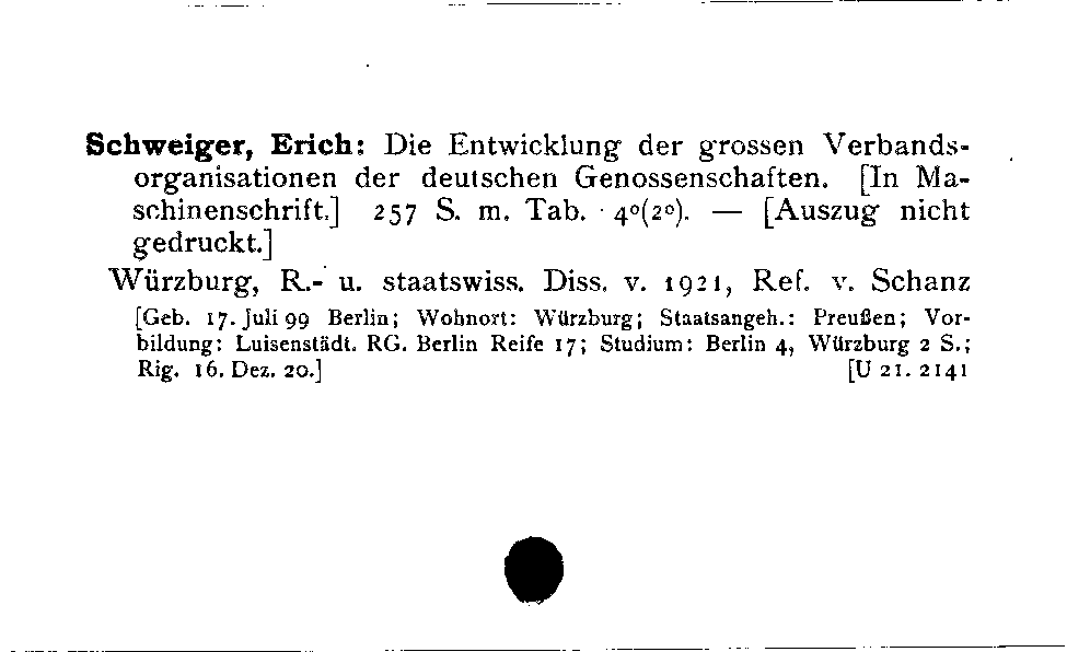 [Katalogkarte Dissertationenkatalog bis 1980]