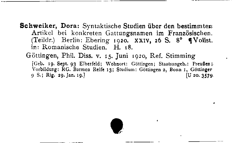 [Katalogkarte Dissertationenkatalog bis 1980]