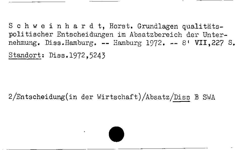 [Katalogkarte Dissertationenkatalog bis 1980]