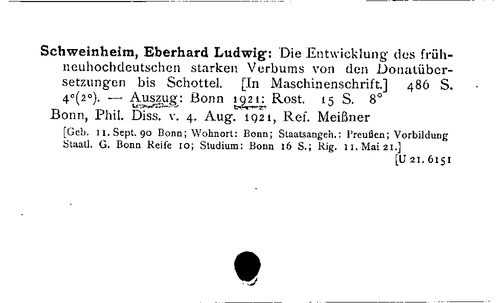 [Katalogkarte Dissertationenkatalog bis 1980]