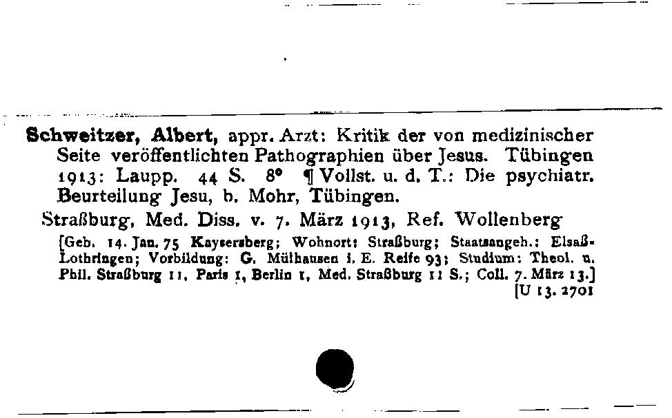 [Katalogkarte Dissertationenkatalog bis 1980]