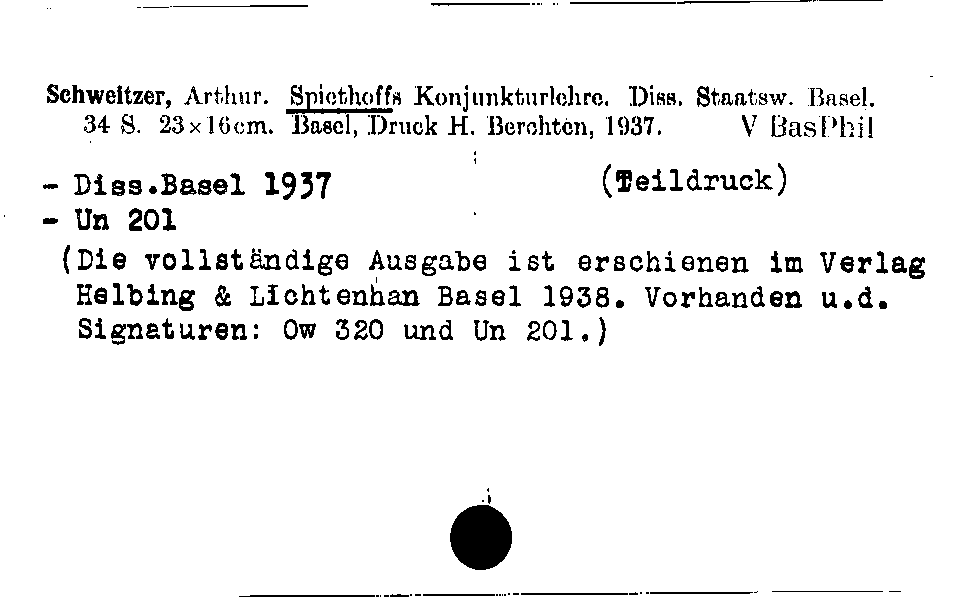 [Katalogkarte Dissertationenkatalog bis 1980]