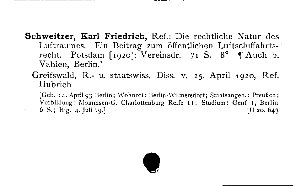 [Katalogkarte Dissertationenkatalog bis 1980]