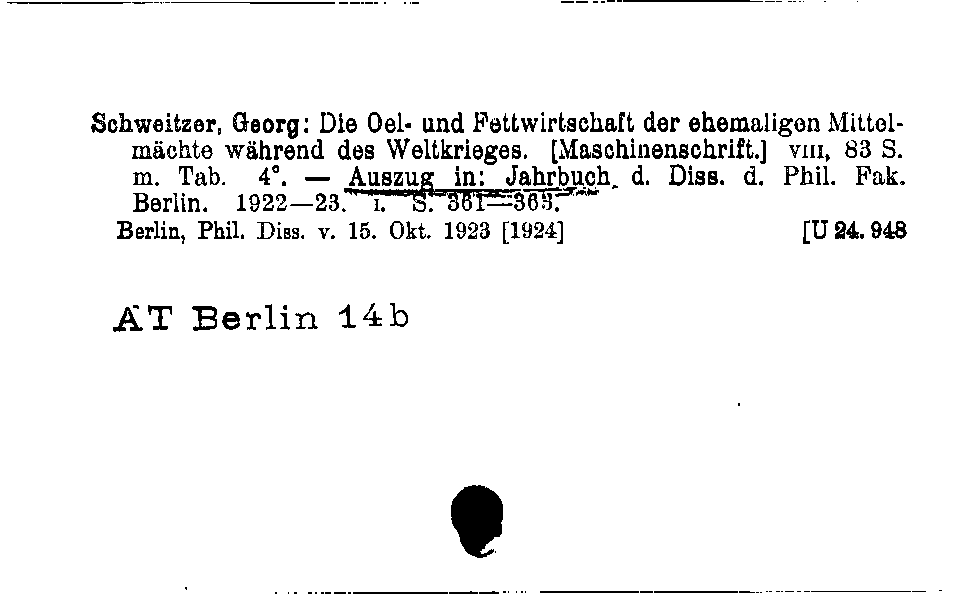 [Katalogkarte Dissertationenkatalog bis 1980]