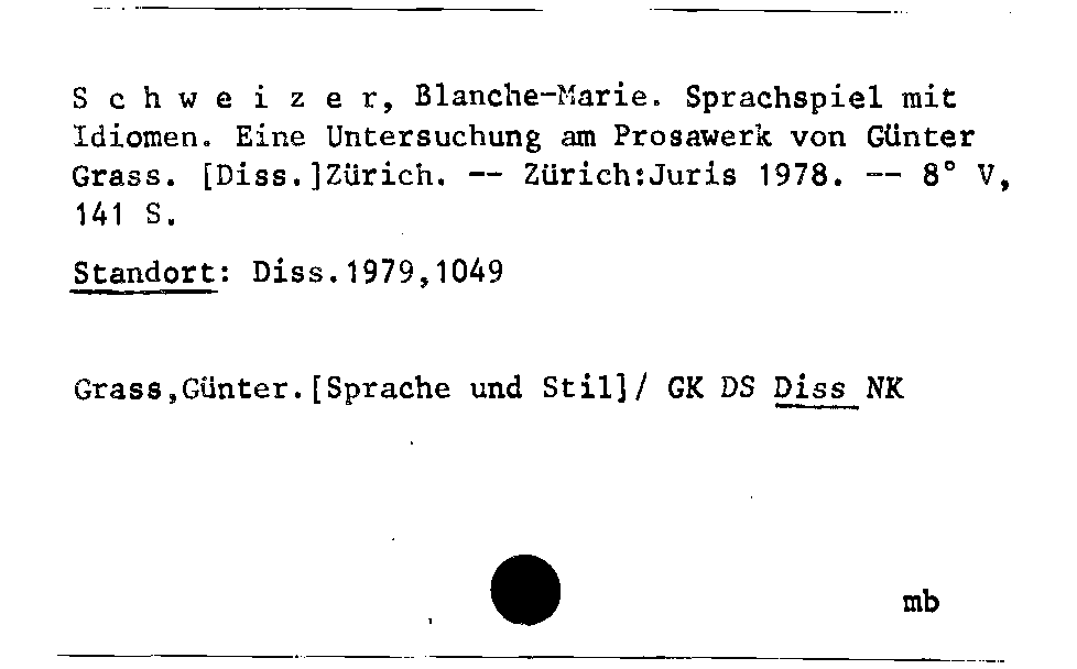 [Katalogkarte Dissertationenkatalog bis 1980]