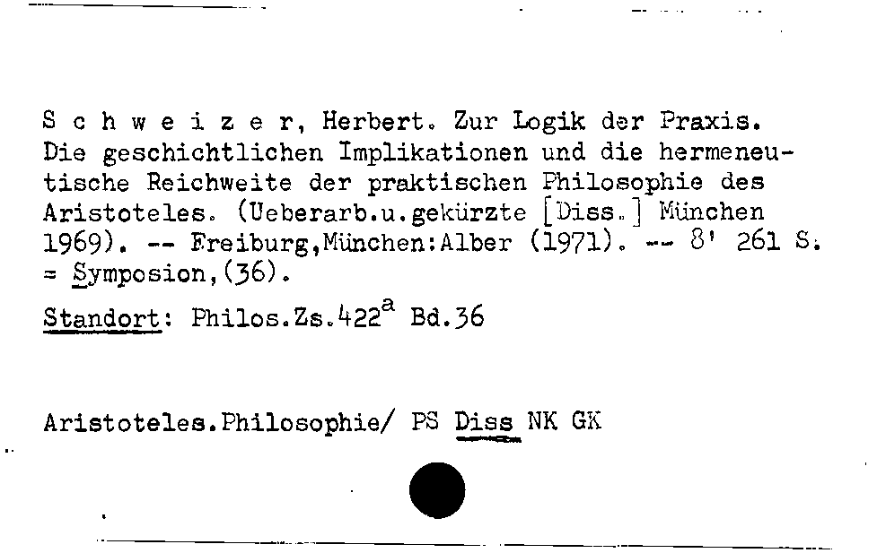 [Katalogkarte Dissertationenkatalog bis 1980]