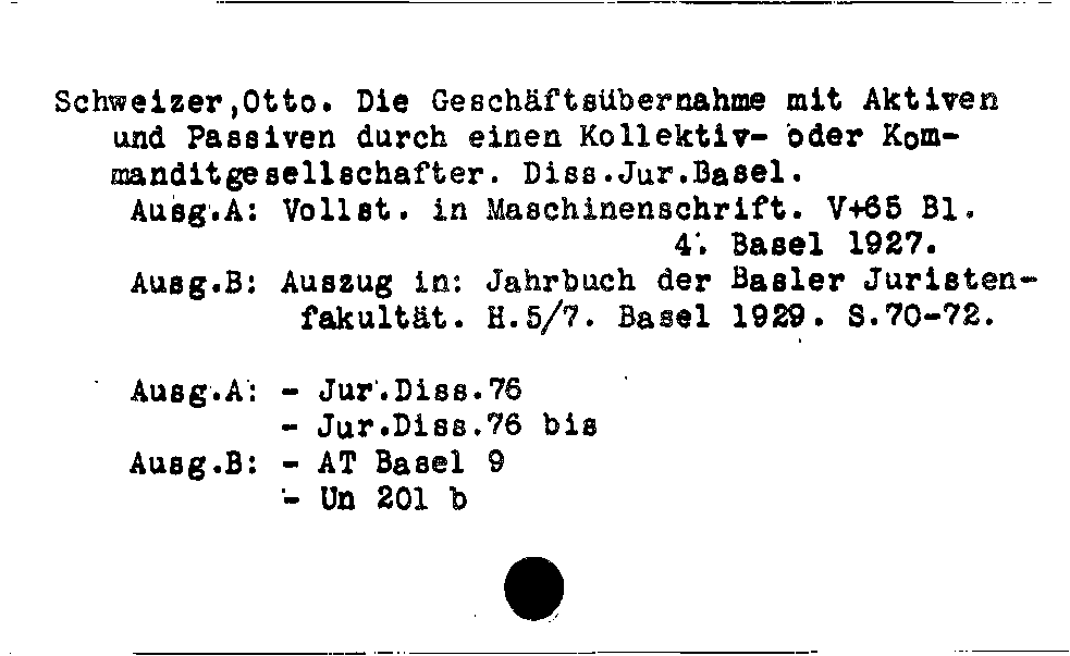 [Katalogkarte Dissertationenkatalog bis 1980]