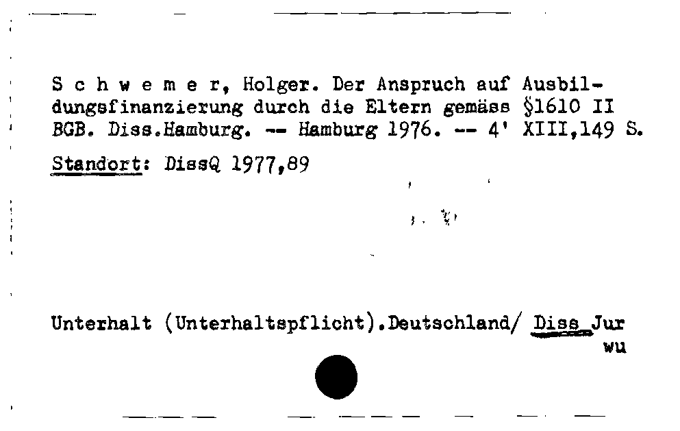 [Katalogkarte Dissertationenkatalog bis 1980]