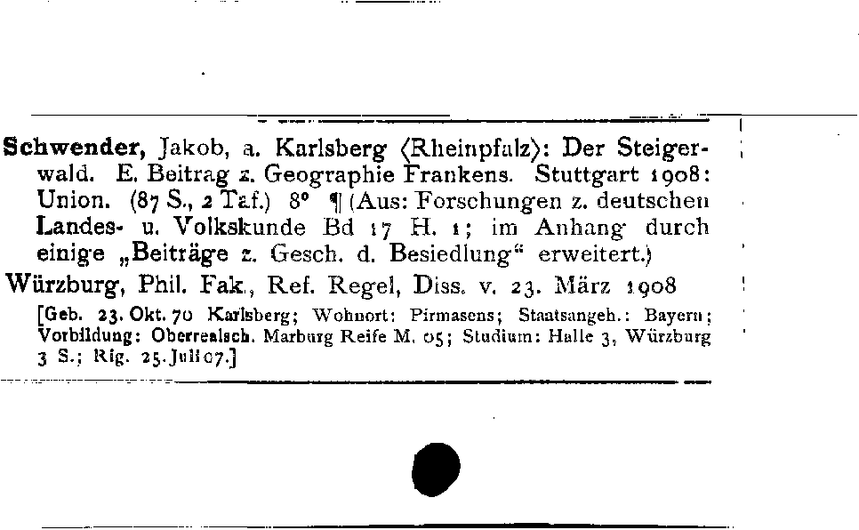 [Katalogkarte Dissertationenkatalog bis 1980]