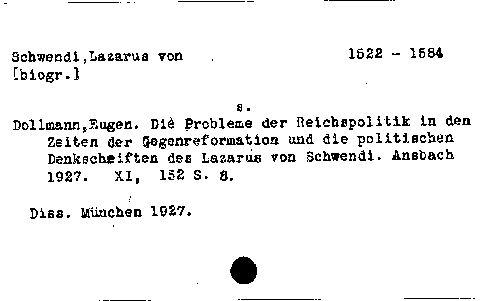 [Katalogkarte Dissertationenkatalog bis 1980]