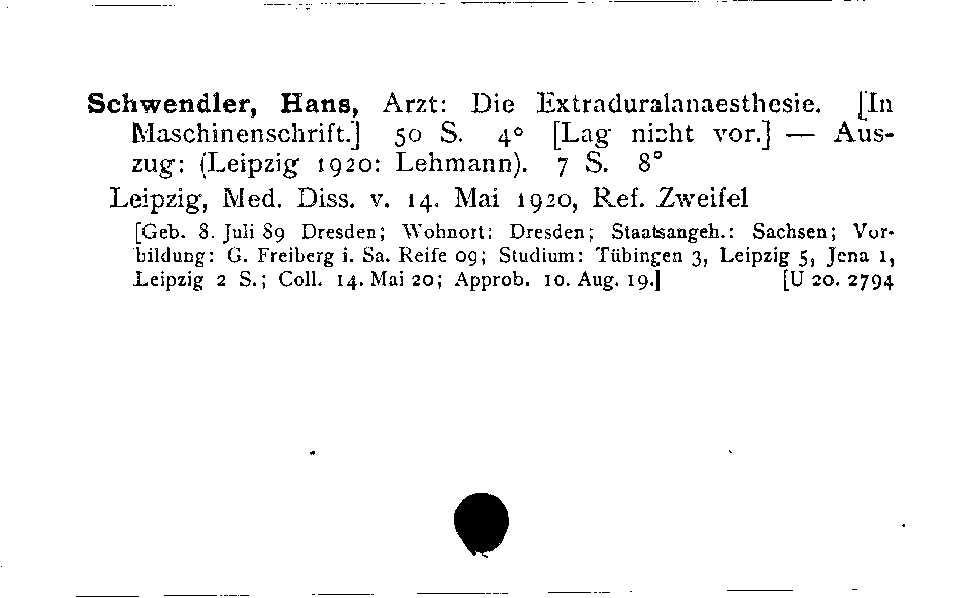 [Katalogkarte Dissertationenkatalog bis 1980]