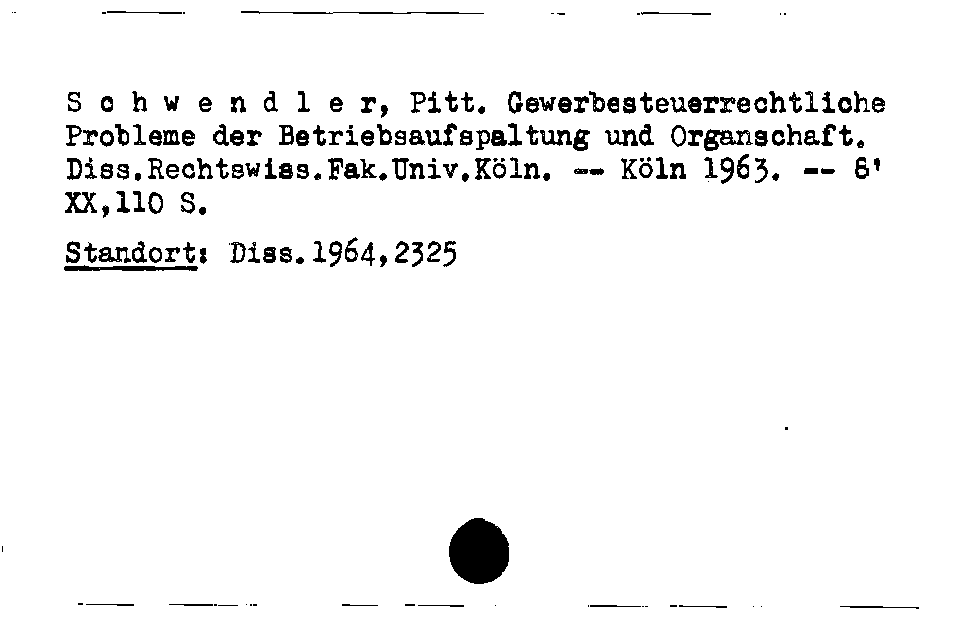 [Katalogkarte Dissertationenkatalog bis 1980]