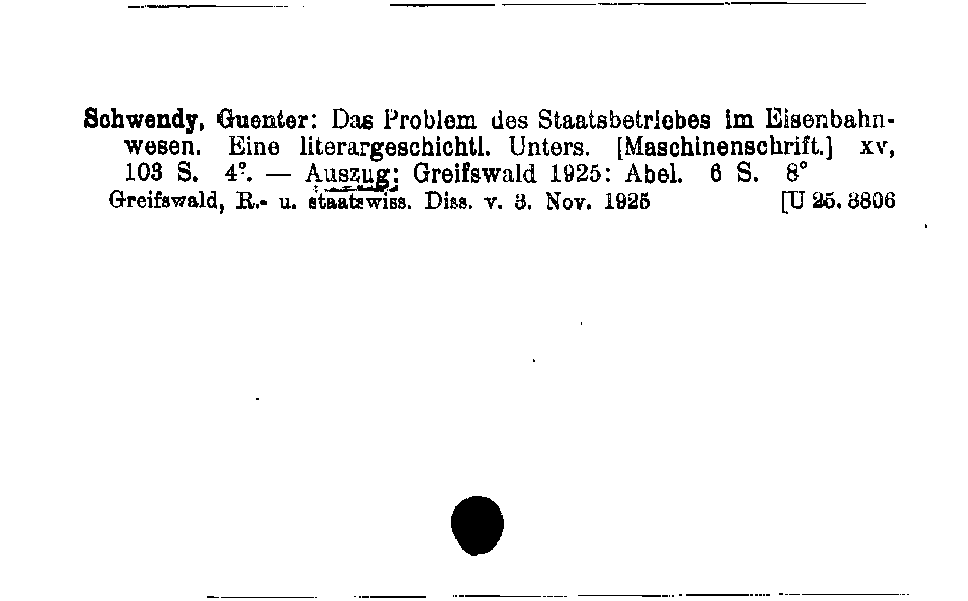 [Katalogkarte Dissertationenkatalog bis 1980]