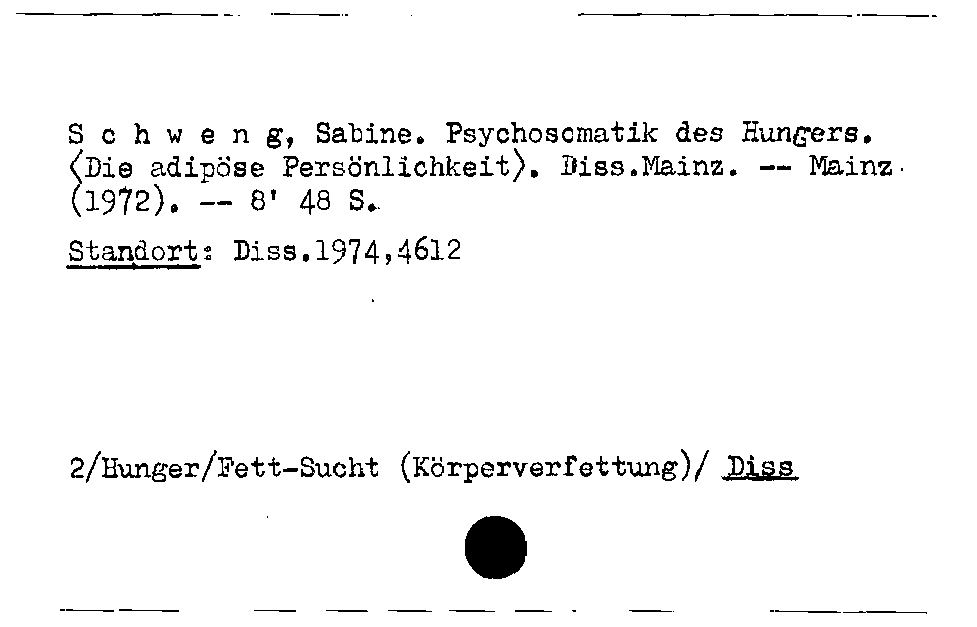 [Katalogkarte Dissertationenkatalog bis 1980]