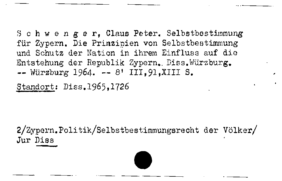 [Katalogkarte Dissertationenkatalog bis 1980]