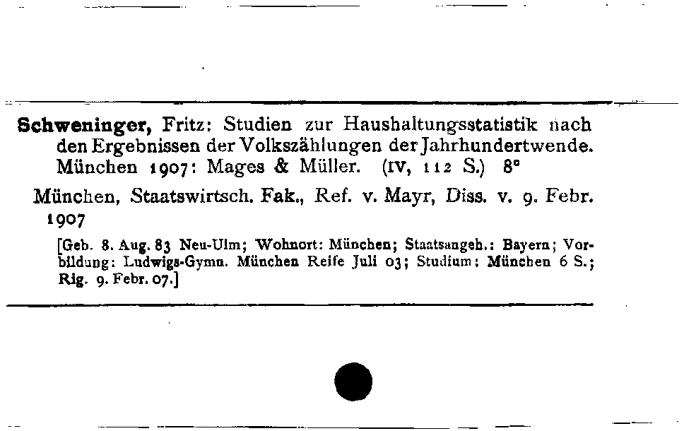 [Katalogkarte Dissertationenkatalog bis 1980]