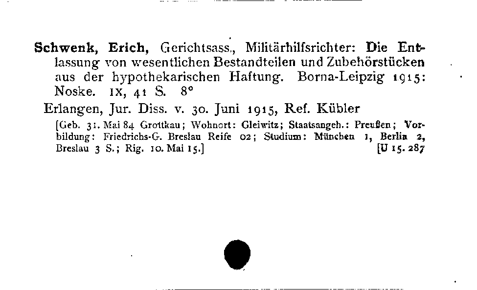 [Katalogkarte Dissertationenkatalog bis 1980]