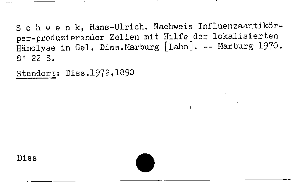 [Katalogkarte Dissertationenkatalog bis 1980]