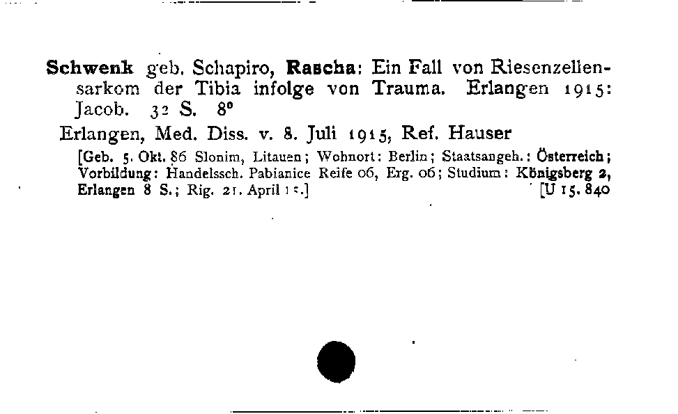 [Katalogkarte Dissertationenkatalog bis 1980]