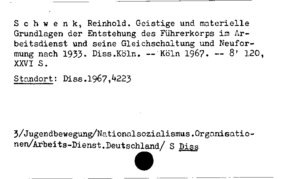 [Katalogkarte Dissertationenkatalog bis 1980]