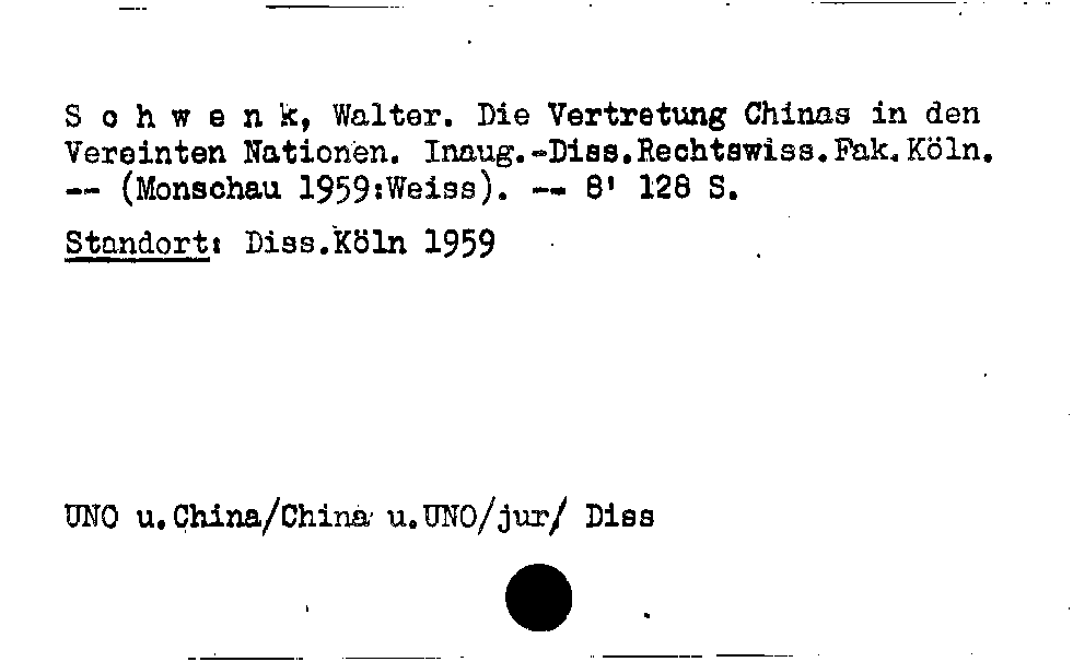 [Katalogkarte Dissertationenkatalog bis 1980]