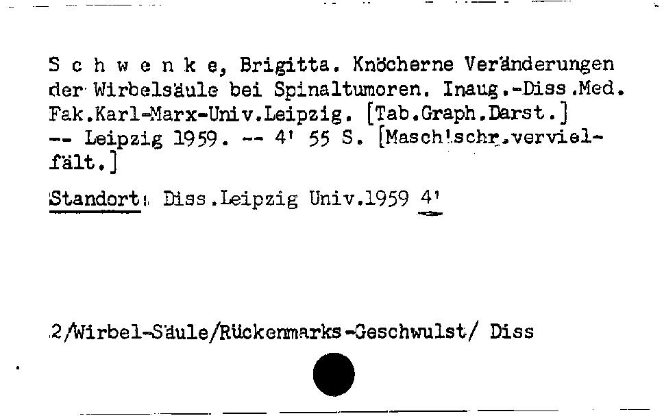 [Katalogkarte Dissertationenkatalog bis 1980]