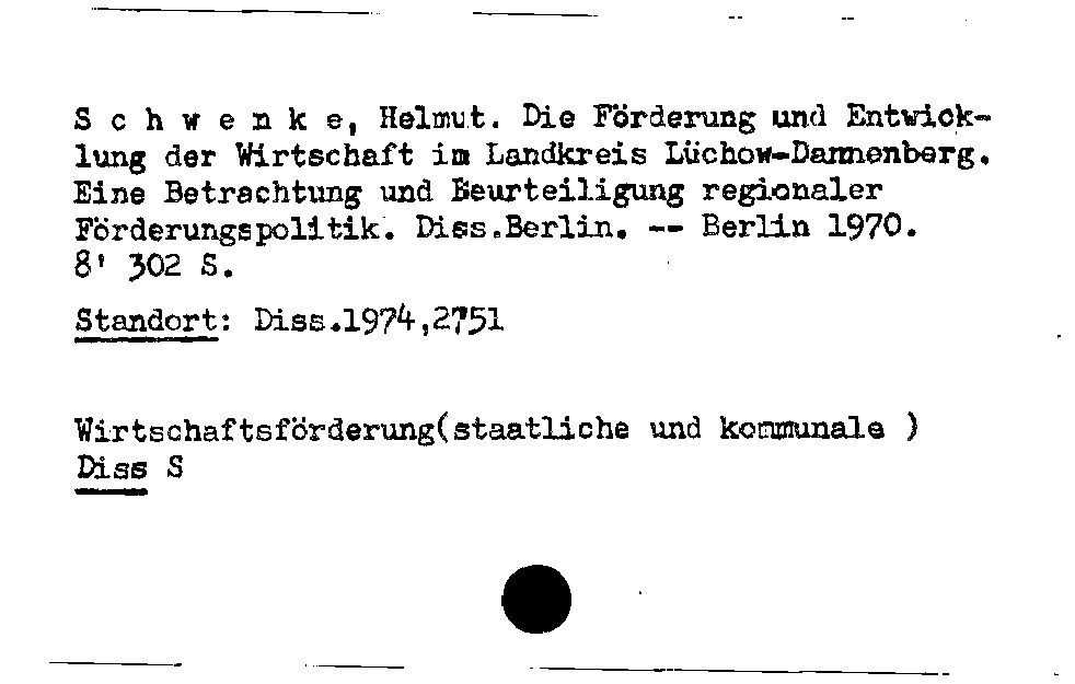 [Katalogkarte Dissertationenkatalog bis 1980]