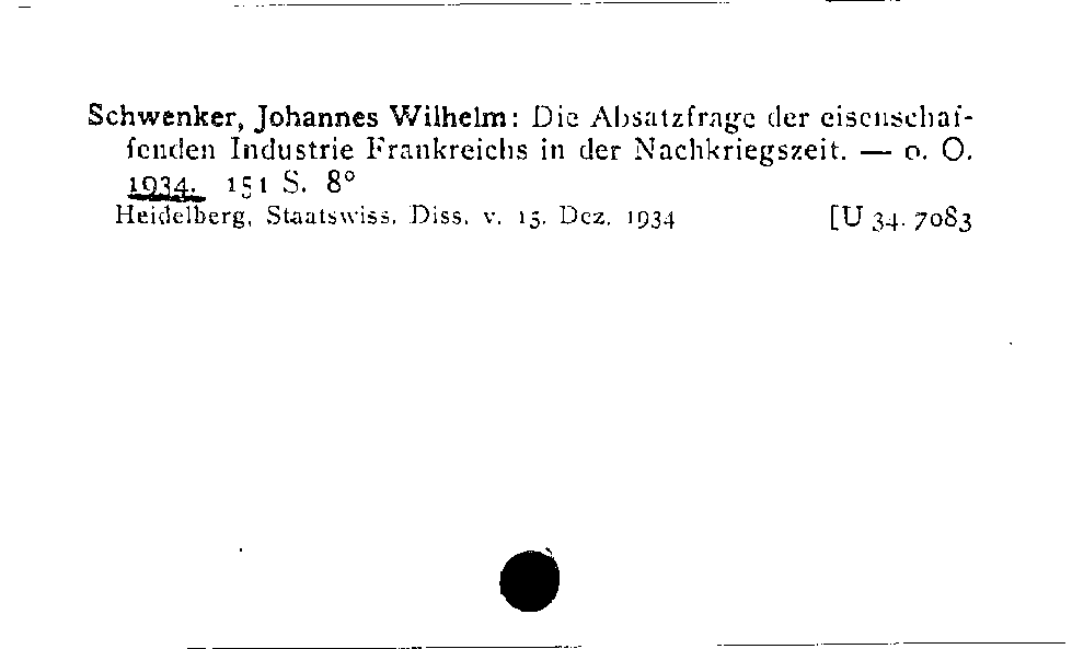 [Katalogkarte Dissertationenkatalog bis 1980]